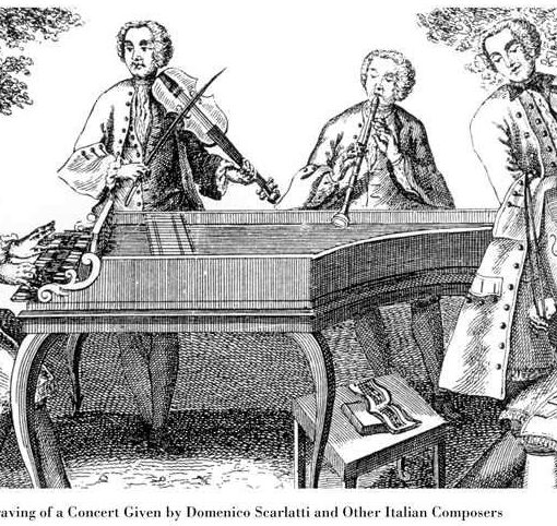 18th Century Copper Engraving of a Concert Given by Domenico Scarlatti and Other Italian Composers